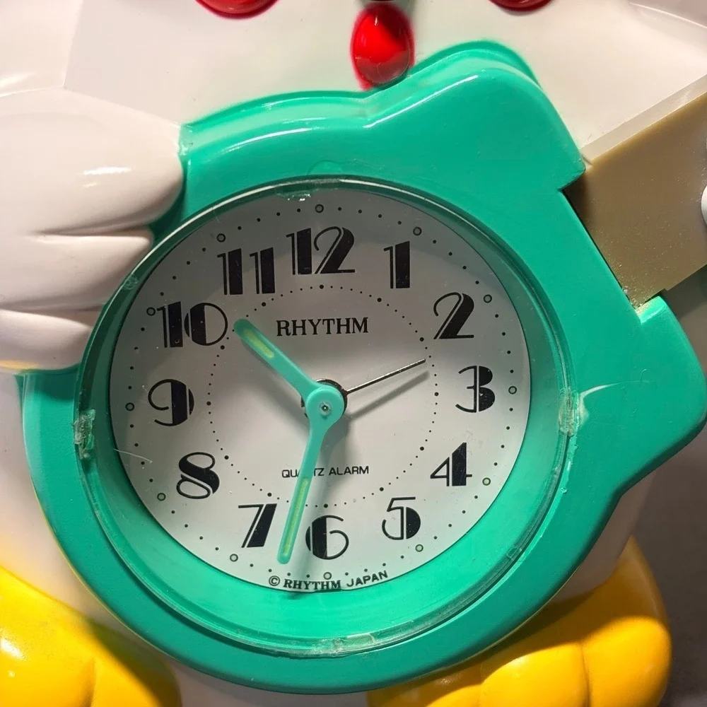 Rhythm Alarm Clock Unisex OS White Good Vintage 90s Rock N Roll Chicken 4RE441